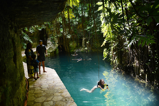 Mexico, Clear Water in the Cenotes of Hacienda Mucuyche