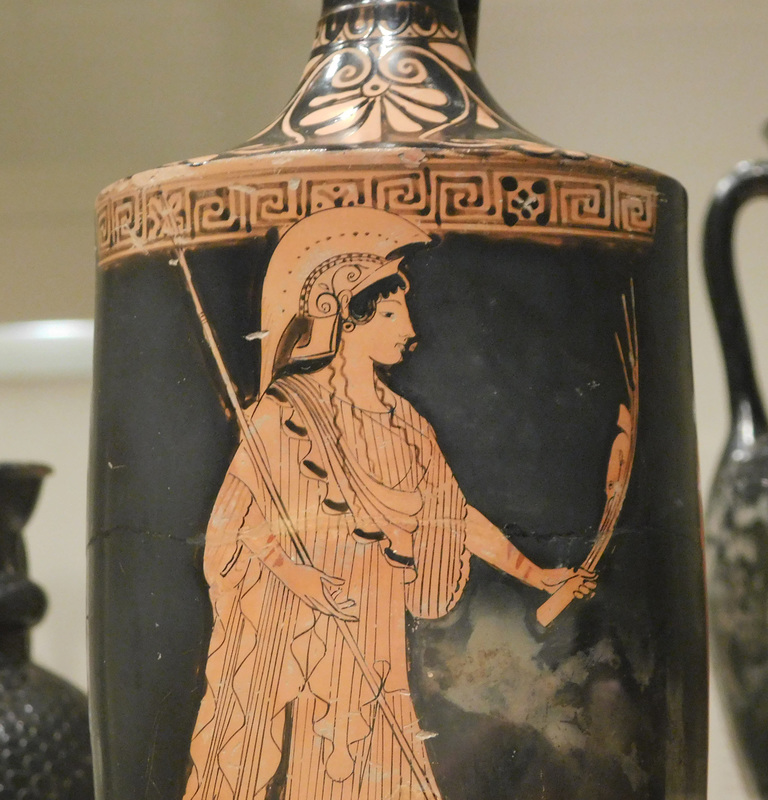 Detail of a Terracotta Lekythos Attributed to the Brygos Painter in the Metropolitan Museum of Art, September 2018