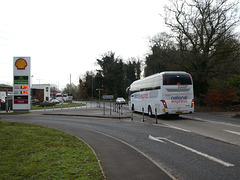 National Express service 727 coaches at Fiveways, Barton Mills - 11 Dec 2021 (P1100175)