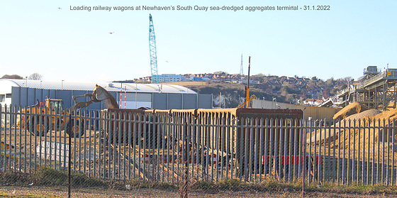 Loading railway wagons at Newhaven’s South Quay aggregates terminal31 1 2022