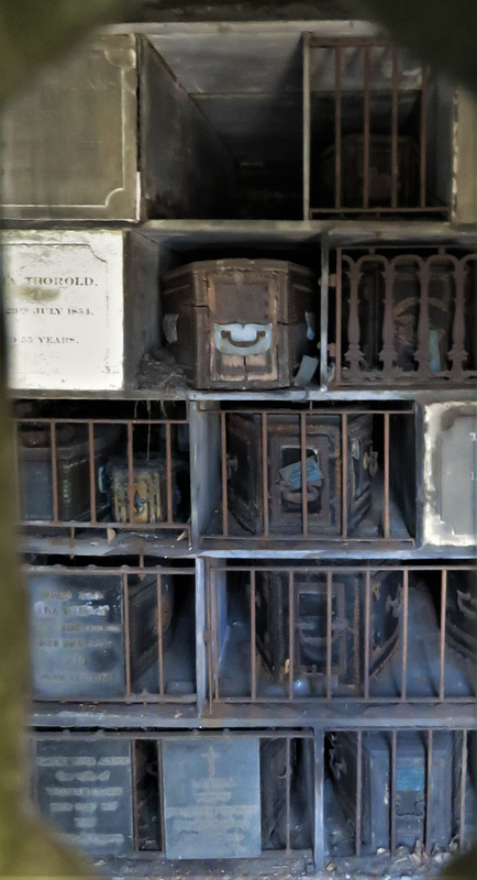 brompton cemetery, london     (70)mid c19 coffins in the catacombs