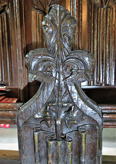 radbourne church, derbs, c16 bench end