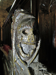 radbourne church, derbs, c16 bench end of four ages of man