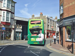 DSCF8822 Go-South Coast (Southern Vectis) 1586 (HW63 FHH) passing the old Southern Vectis garage in Ventnor - 7 Jul 2017