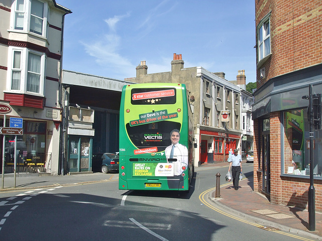 DSCF8822 Go-South Coast (Southern Vectis) 1586 (HW63 FHH) passing the old Southern Vectis garage in Ventnor - 7 Jul 2017