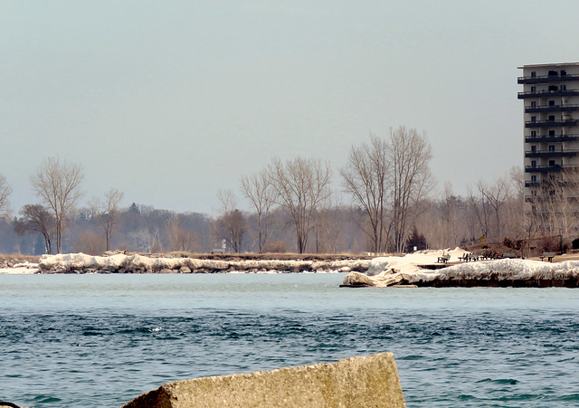 Ice on the Canadian shore.