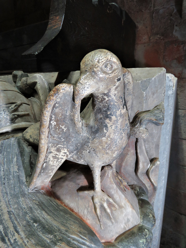 radbourne church, derbs; hawk crest on late c15 de la pole tomb