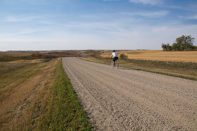 bike rider on gravel