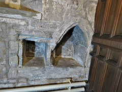 radbourne church, derbs; late c13 aumbries rebated for doors, north side of chancel