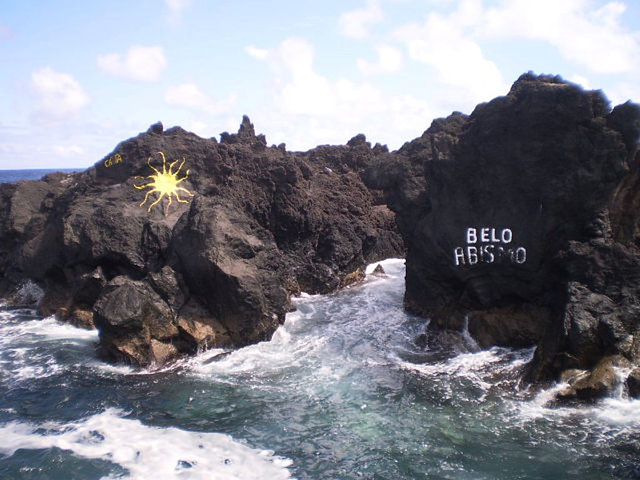 Wild sea in bathing area.