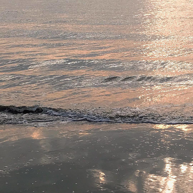 Plage désertée discrète où l'eau s'endort aux étoiles du soir ...