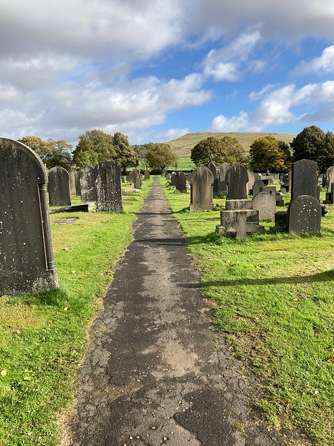Walking through the cemetery