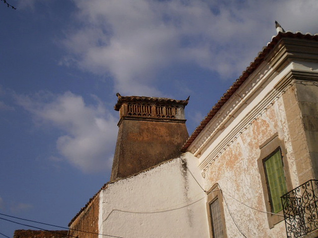 Tracery on chimney.