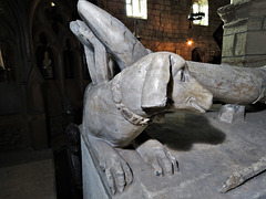 radbourne church, derbs; dog with collar on late c15 de la pole tomb