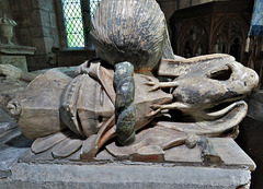 radbourne church, derbs; hawk crest on late c15 de la pole tomb