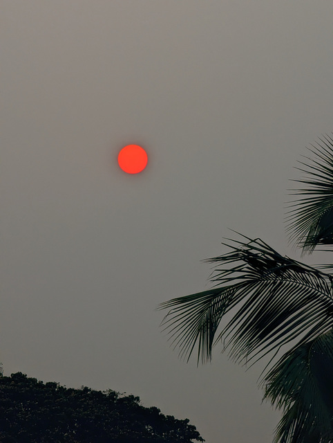 A red sun setting