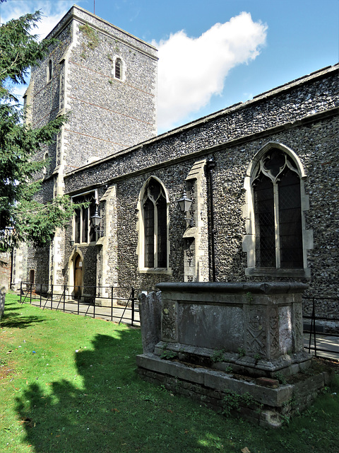 c18 chest tomb with skulls beside the much restored church built c.1381 holy cross church, canterbury, kent   (6)