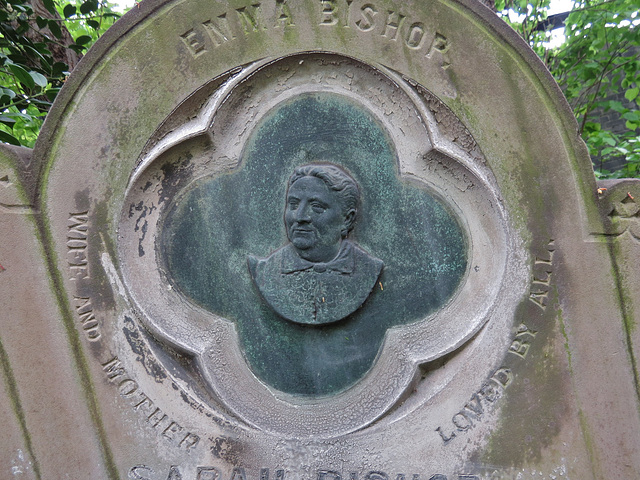 abney park cemetery, london,sarah bishop 1876, bronze relief bust