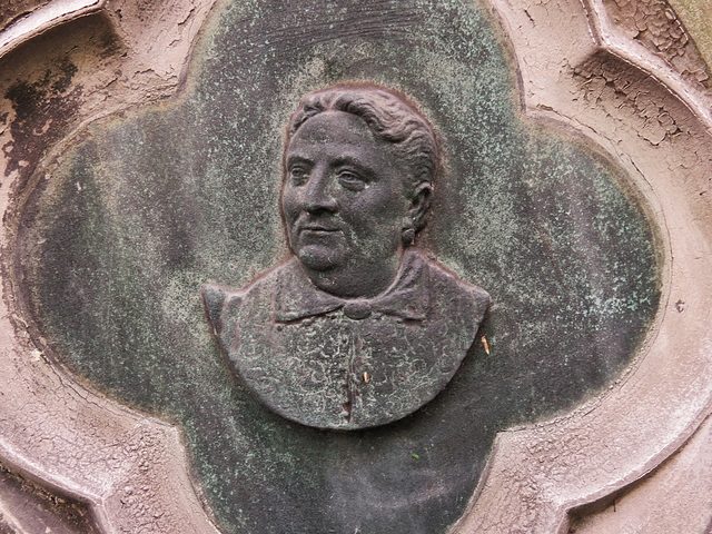 abney park cemetery, london,sarah bishop 1876, bronze relief bust