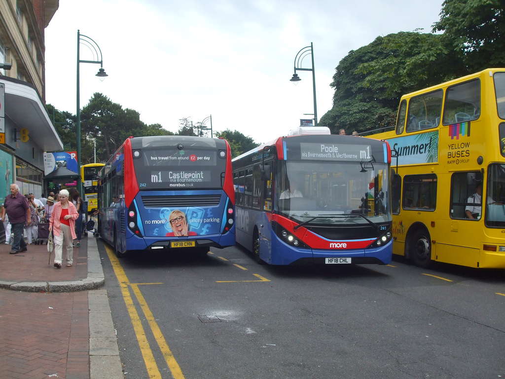 DSCF3610 More Bus 242 (HF18 CHN) and 241 (HF18 CHL) in Bournemouth - 27 Jul 2018