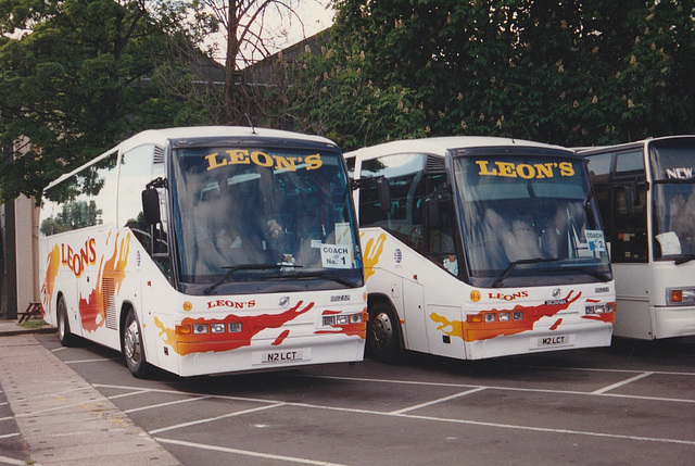 Leons Coaches 94 (N2 LCT) and 84 (M2 LCT) at RAF Mildenhall – 24 May 1997 (356-20A)