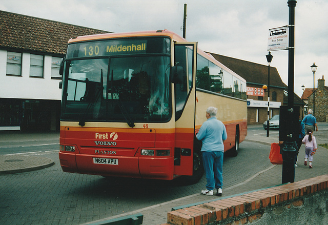 First Eastern Counties 50 (N614 APU) at Mildenhall - 22 Jun 2002