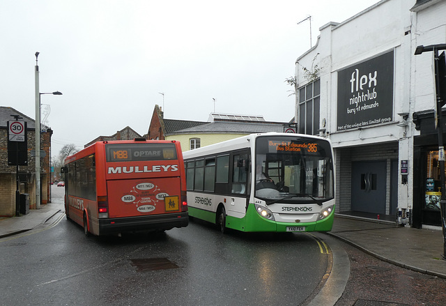 Mulleys CN56 FDU and Stephenson’s 442 (YX10 FEH) in Bury St. Edmunds - 23 Nov 2019 (P1050917)