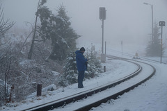 Who is nice gentleman waiting for train to come