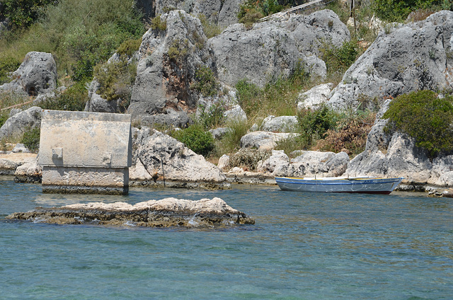 Kekova Bay, Lycian Sarcophagus in Water