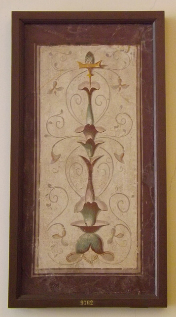 Wall Painting Fragment with a Vegetal Candalabra from a Villa Near the Royal Palace at Portici in the Naples Archaeological Museum, July 2012