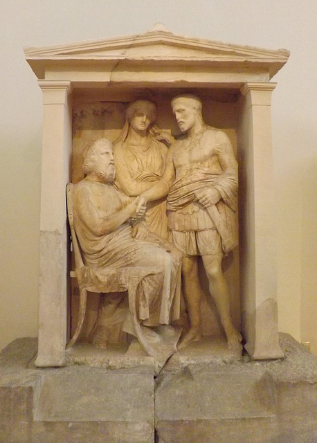 Funerary Naiskos found near the Dipylon Gate in Athens in the National Archaeological Museum in Athens, May 2014