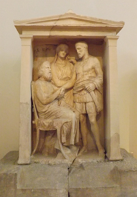 Funerary Naiskos found near the Dipylon Gate in Athens in the National Archaeological Museum in Athens, May 2014