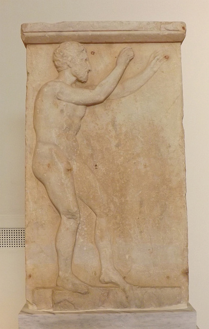 Grave Stele of Agakles from Athens in the National Archaeological Museum in Athens, May 2014