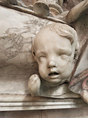 radbourne church, derbs ; putti on c17 tomb of german pole, erected 1683 by gibbons and quellin