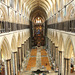 Salisbury cathedral nave - a view from the ledge in front of the west window.