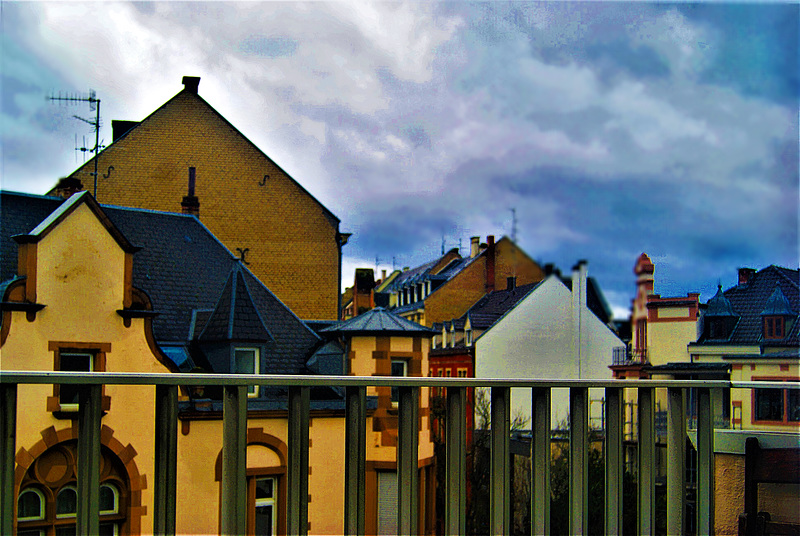 Quartier de Strasbourg en fin de soirée.