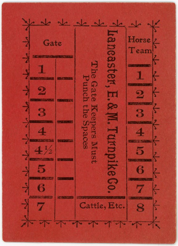 Lancaster, Elizabethtown, and Middletown Turnpike Company Ticket (Rotated)