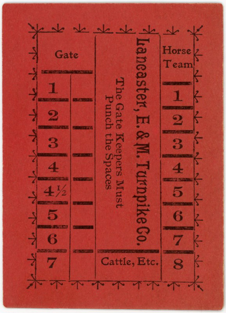 Lancaster, Elizabethtown, and Middletown Turnpike Company Ticket (Rotated)