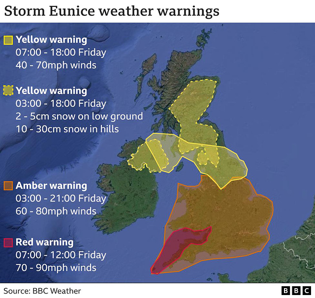 wst - weather warnings Eunice [evening] 17Feb2022