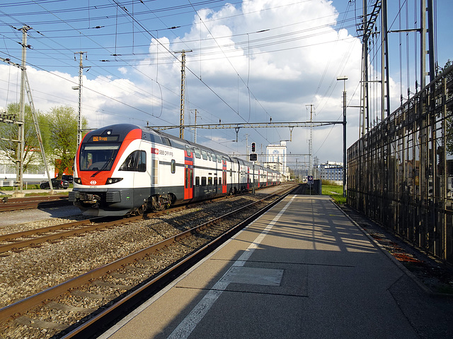 Einfahrt der S29 nach Brugg im Bahnhof Aarburg-Oftringen