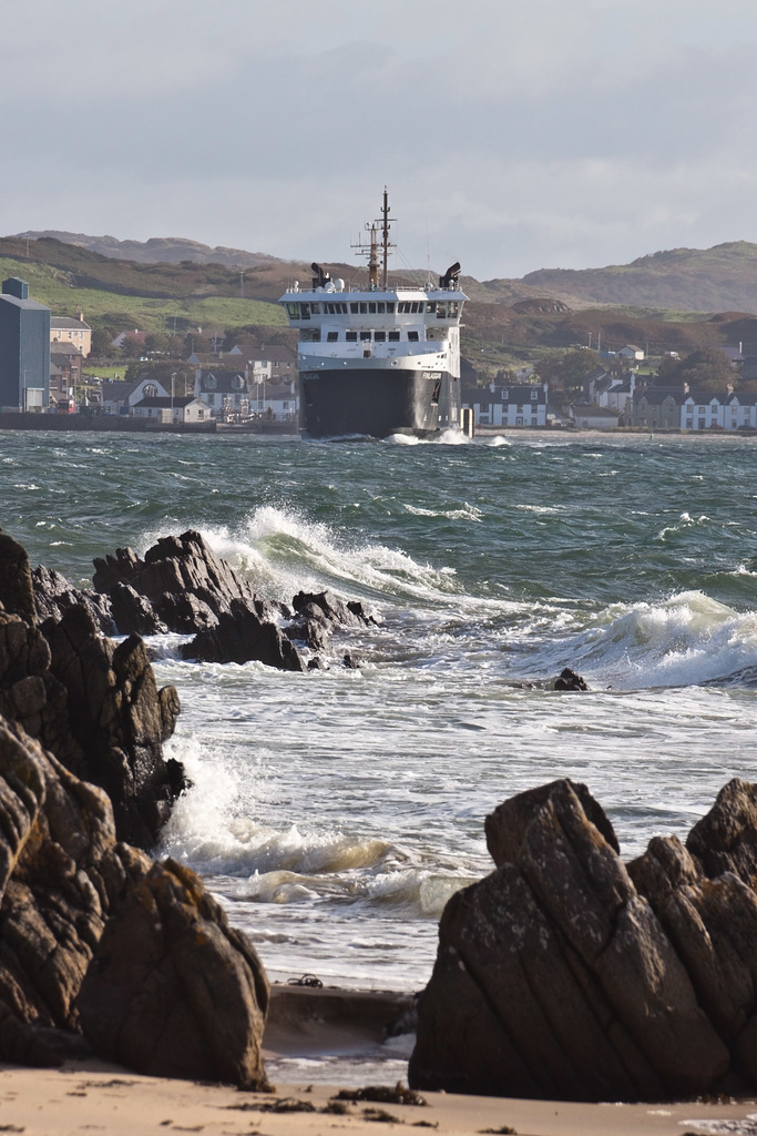 The MV Finlaggan leaving Port Ellen