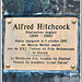 Plaque de la statue d'Alfred Hitchcock à Dinard (35)