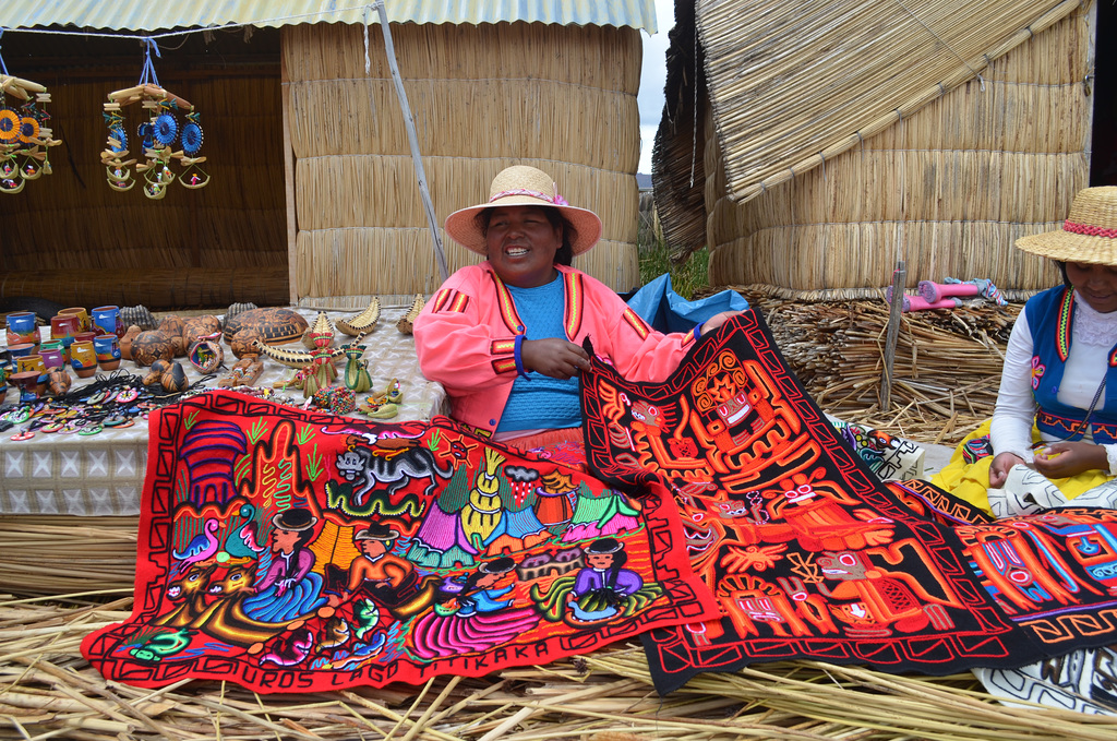 Peru, Uros' Islands, Carpet Shop