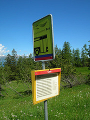 DSCN1720 Liechtenstein Bus Anstalt bus stop and timetable display at Gaflei