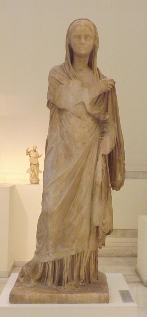 Statue of a Young Woman from Thera in the National Archaeological Museum in Athens, May 2014