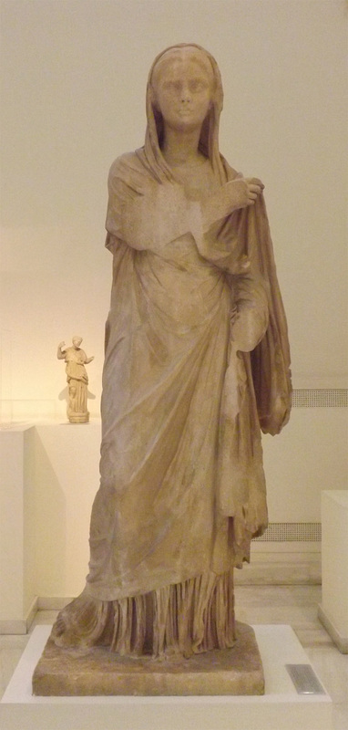 Statue of a Young Woman from Thera in the National Archaeological Museum in Athens, May 2014