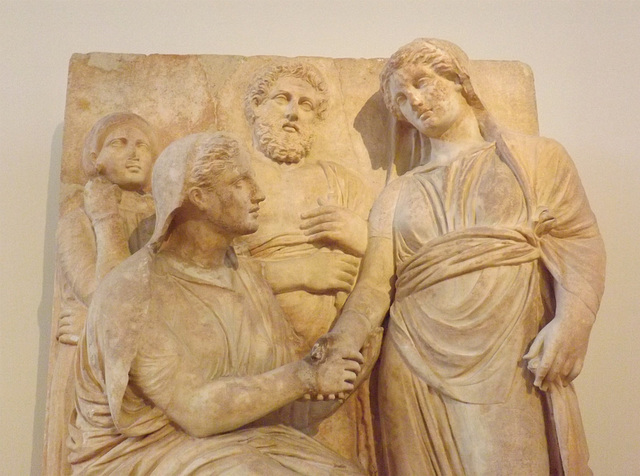 Detail of a Grave Relief Found in Goudi in the National Archaeological Museum in Athens, May 2014