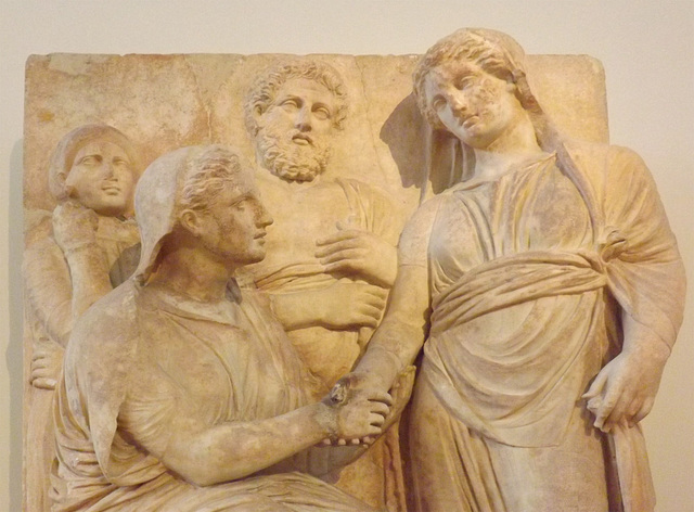 Detail of a Grave Relief Found in Goudi in the National Archaeological Museum in Athens, May 2014