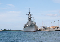 Battleship USS Missouri at Pearl Harbor,Hawaii taken from a tour boat going to The Arizona Memorial 19th September 2007