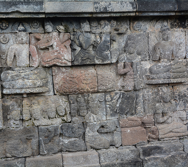 Indonesia, Java, Relief Stone Carving in the Temple of Borobudur